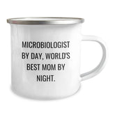 Microbiologist Gifts from Mom, Camping Mug for Graduation, 'Microbiologist By Day, World's Best Mom By Night.' - Image 2